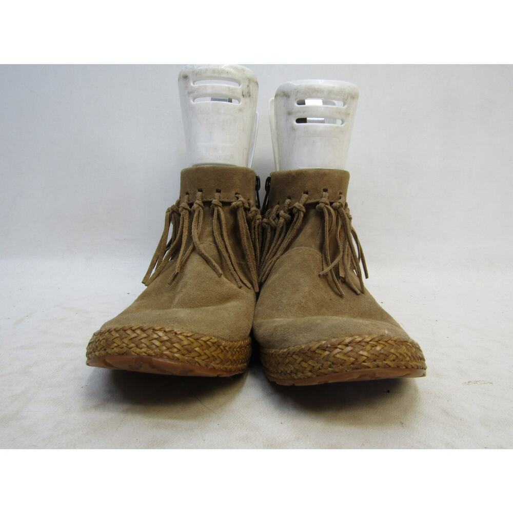 UGG Womens Size 6.5 M Brown Suede Fringe Zip Ankle Fashion Boots Bootie - Picture 5 of 11